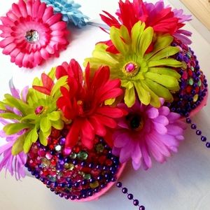 Pink Sparkle Rave Flower Bra Festival Top Costume